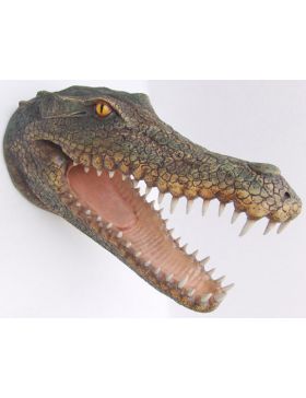 Alligator Krokodil-Kopf, Lebensgroß, Wanddekoration, Designer Deko Figur Hochglanz-Lack