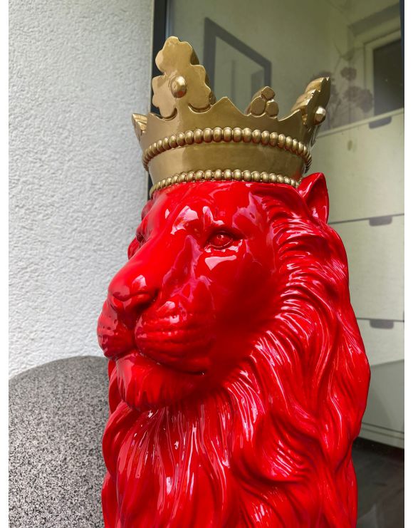 Löwe mit Krone XXL Statue Löwe Torwächter, DEKO