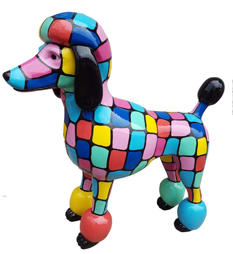 Deko Hund Skulptur Teakholz Holzhund Deko Figur Gartenfigur Gartendek