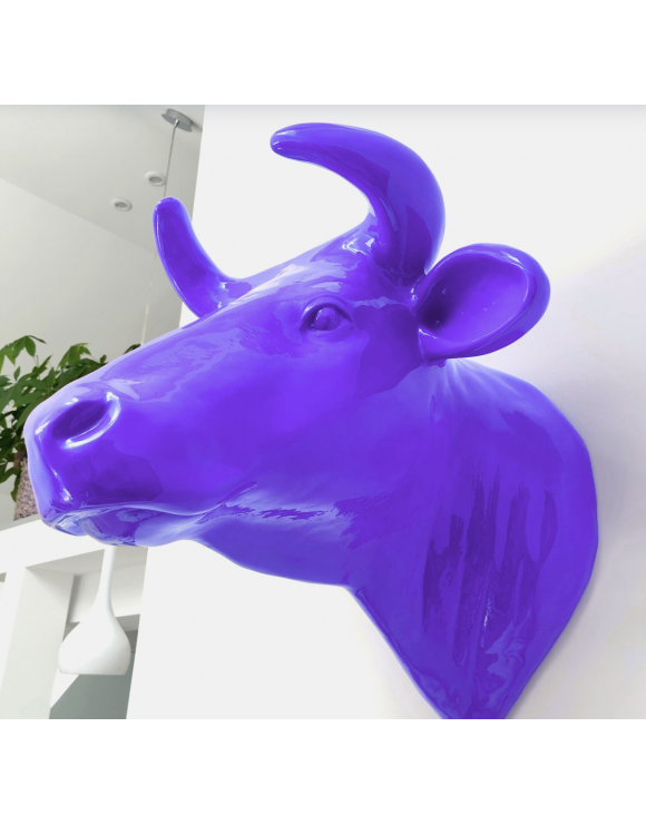 Kuhkopf Lebensgroß, Wanddekoration, Designer Deko Figur Hochglanz-Lack